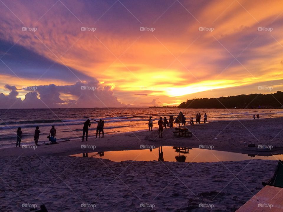 Sunset over Sihanoukville beach 
