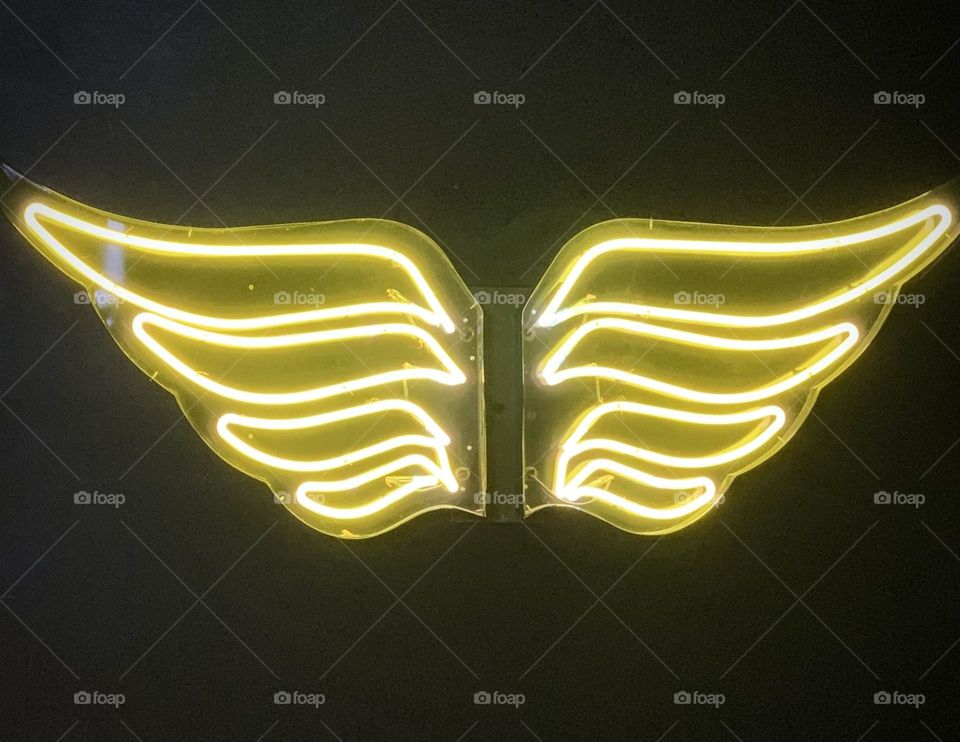 Yellow Wings Neon Light Sign 