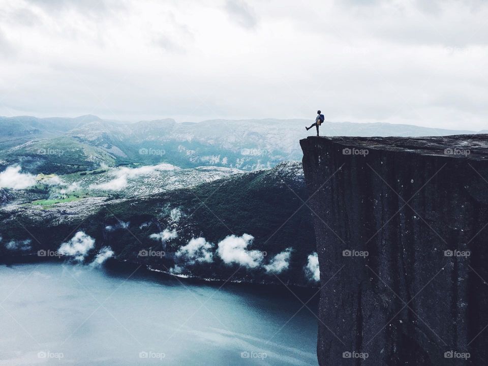 On the edge of Prekestolen rock.