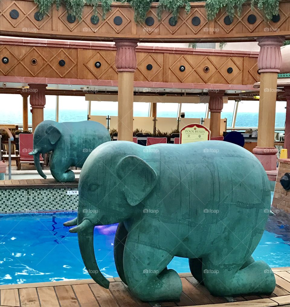 Green elephant on royal Caribbean 
