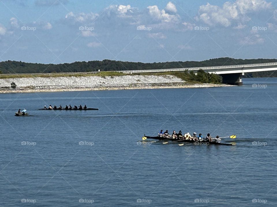 Canoe racing at Aurora KY on Kentucky Lake. A summer sport on a beautiful lake. 