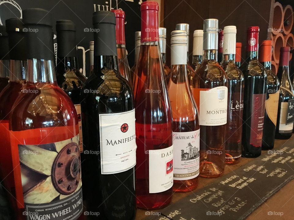 Colorful bottles of locally made wine
