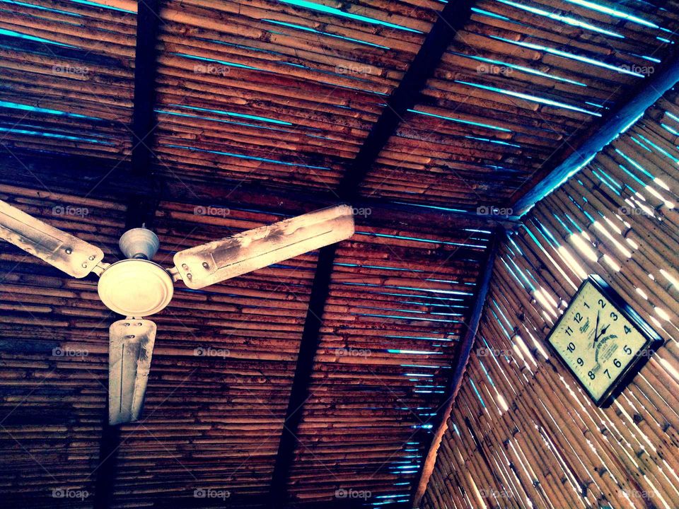 The ceiling fan is in the cottage