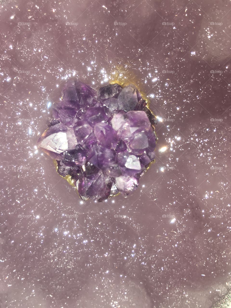 Amethyst crystal in grape slushie