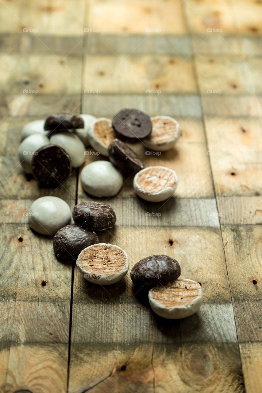 sweet, chocolate gingerbreads on a rustic background