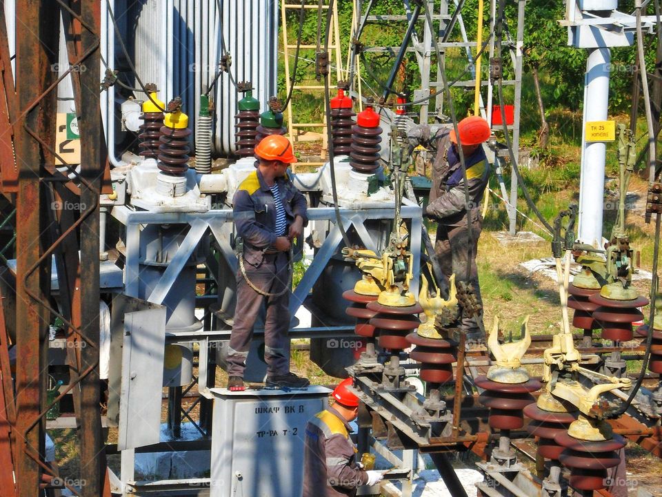 work of electricians on high-voltage equipment of a substation