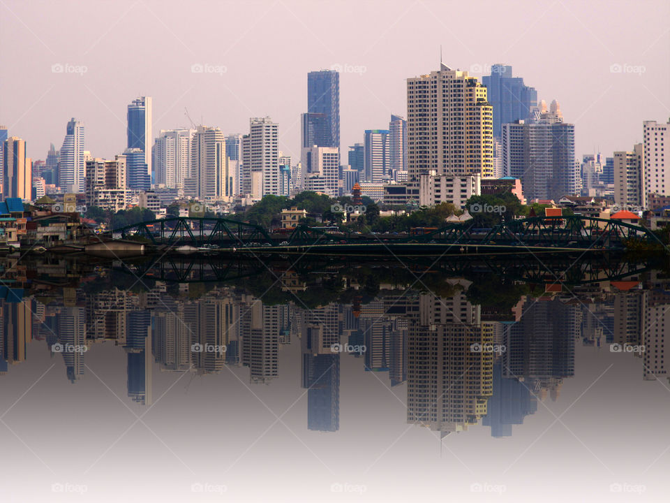 city landscape and reflection
