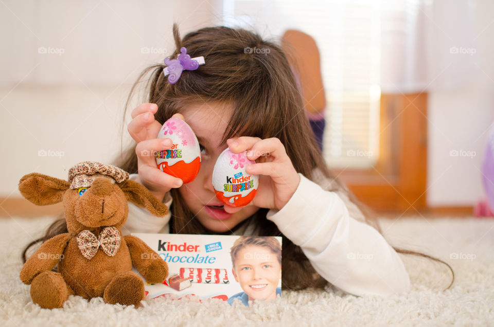 Girl holding chocolate