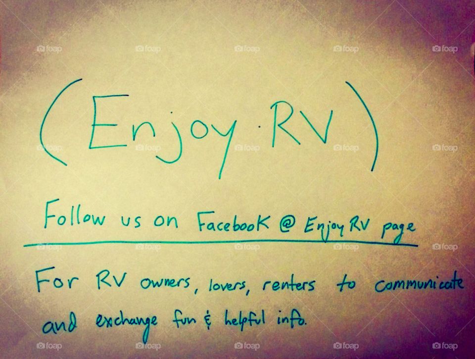 Enjoy RV. Follow us on Facebook @enjoyrv