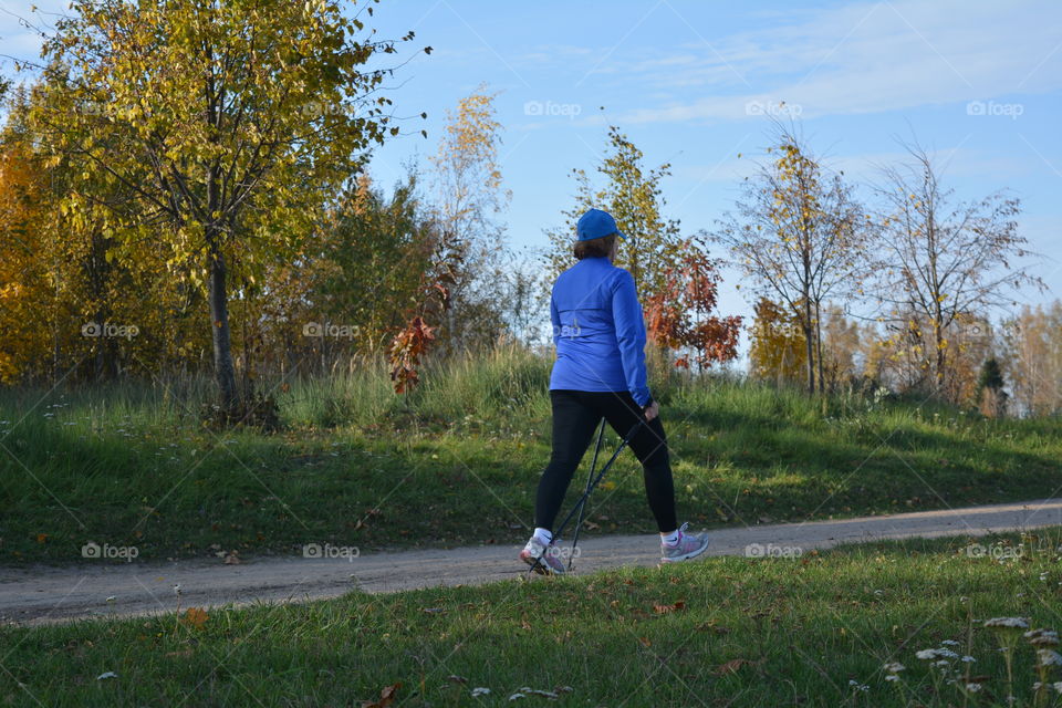 morning walking person autumn beautiful landscape sports lifestyle