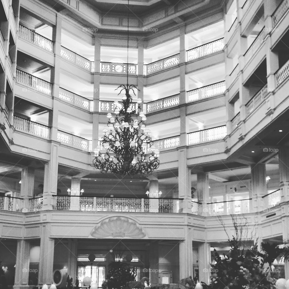 Chandelier in the Atrium. Grand Floridian Resort