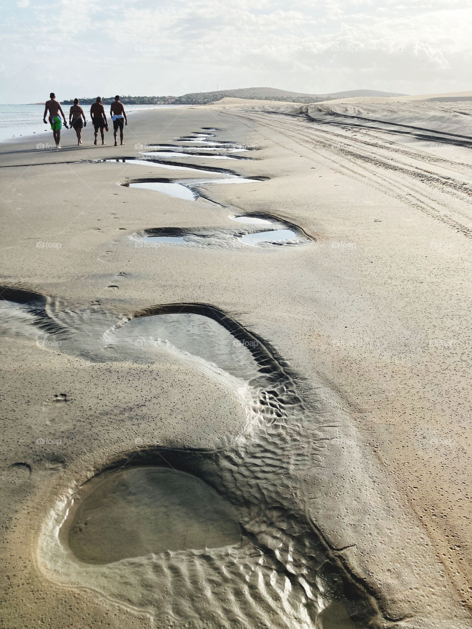 Walking in the beach in the morning 