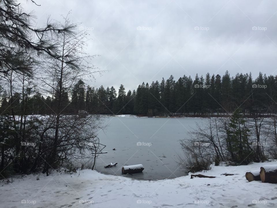 Snowy lake
