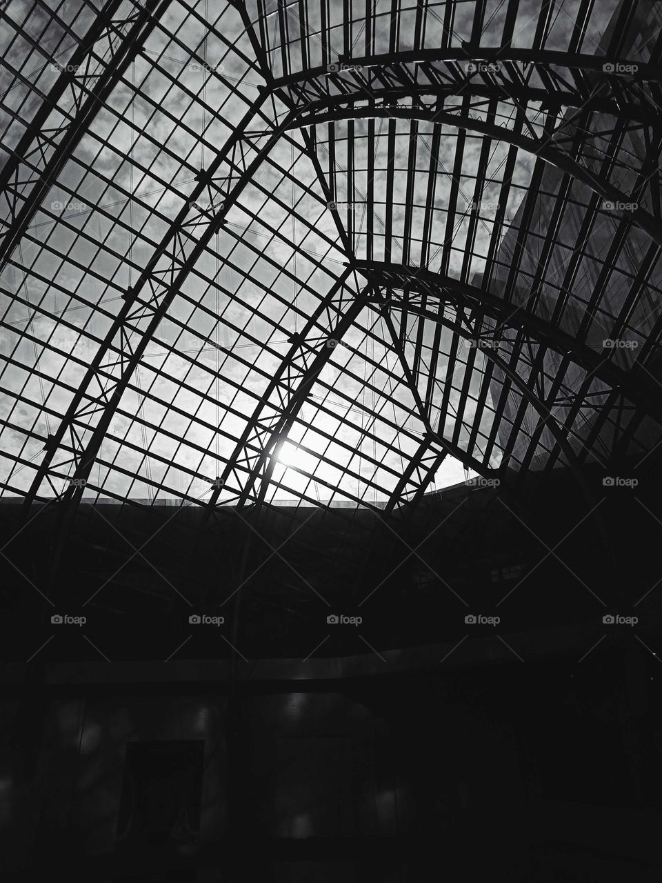 black and white architecture of roof.