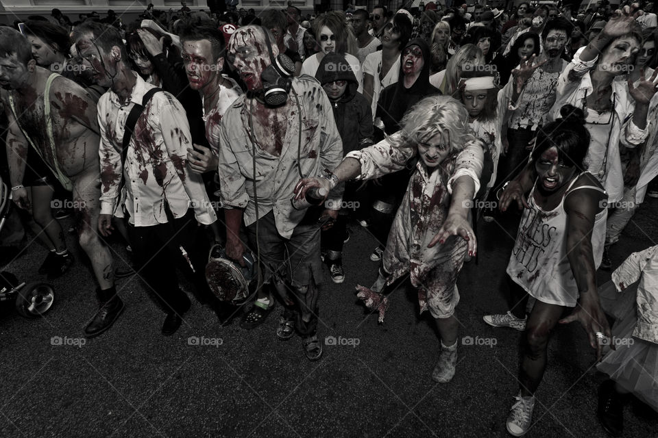 Zombie walk in Sweden. The undead took over the town of Malmö.