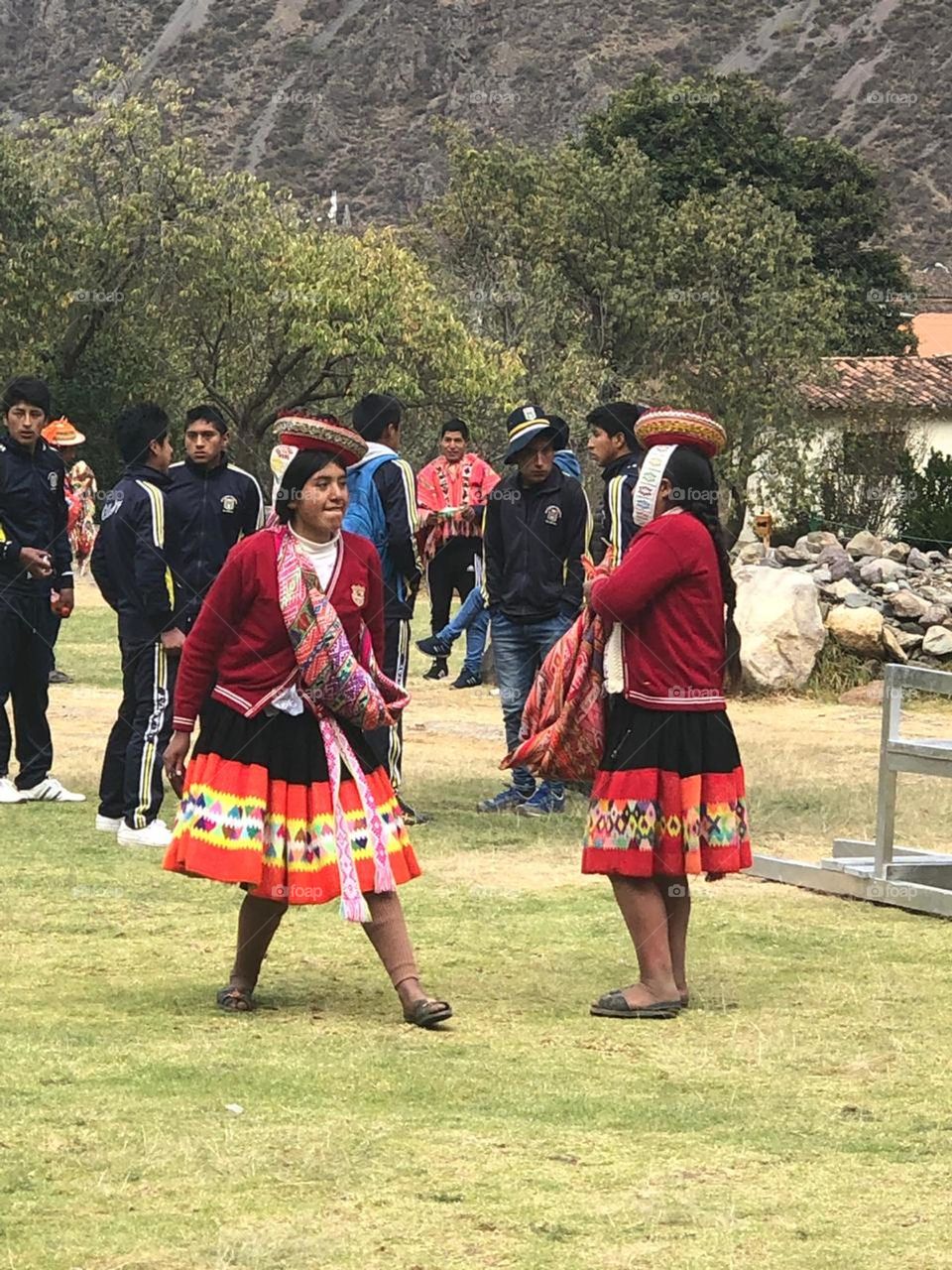 Preparing for festival, in Peru