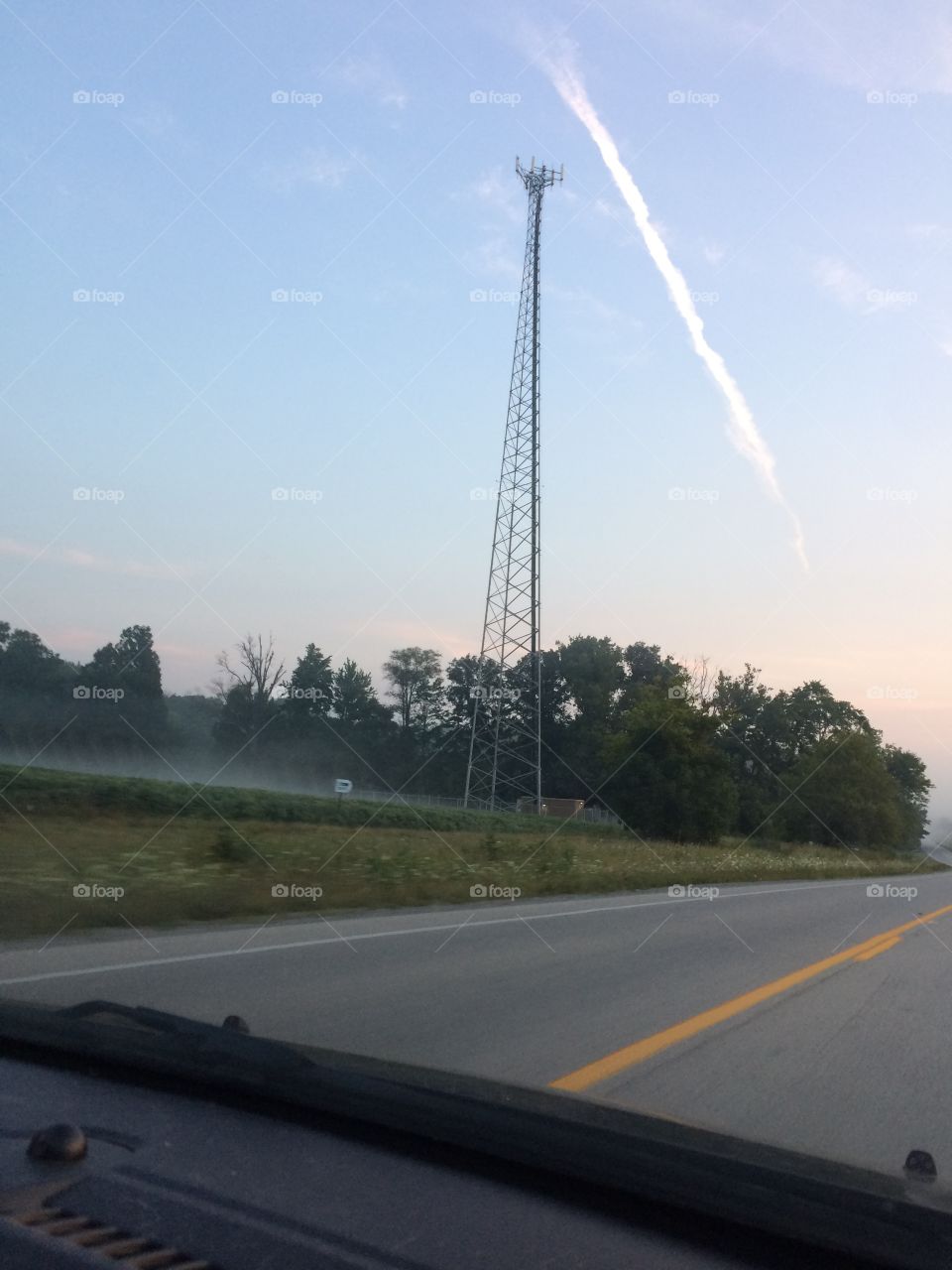 Power lines and radio tower 
