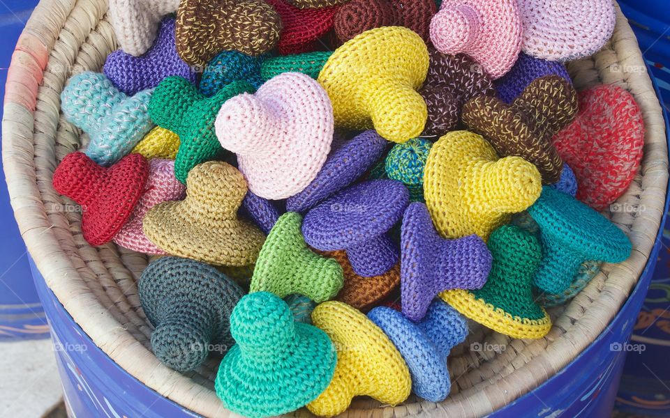 Moroccan souvenirs on display in the Medina of Essaouira, North Africa,.
