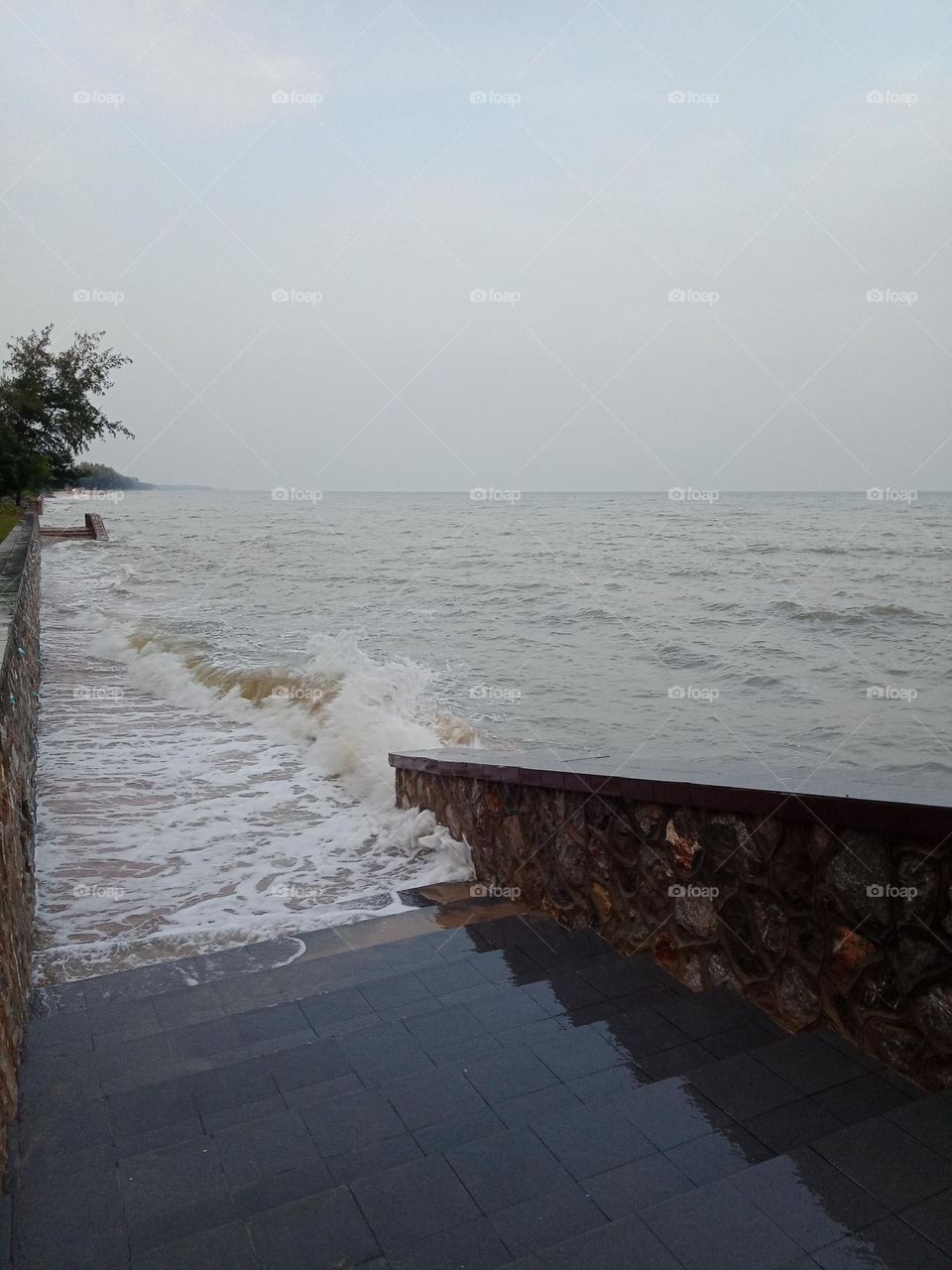 Flooded sandy beach