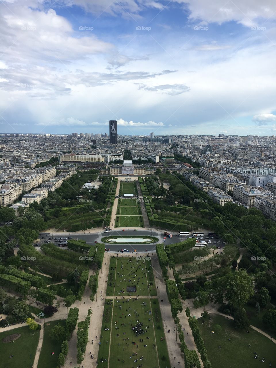Top of Eiffel Tower, over looking Paris, France