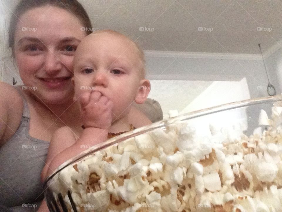 Popcorn!. Eating popcorn with my little buddy.
