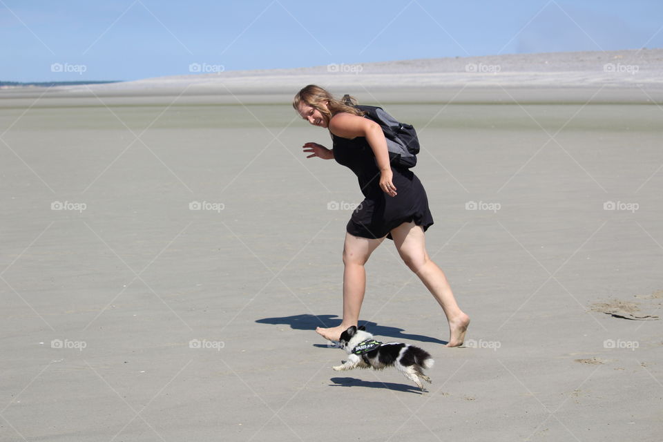 run on the beach with my Dog