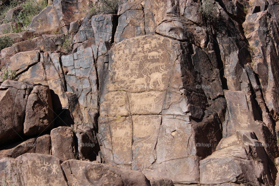 Tonto national forest petroglyph rock wall