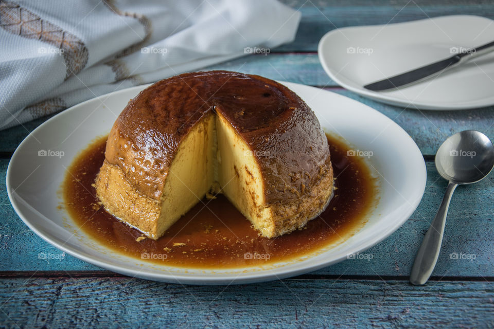 Homemade crème caramel