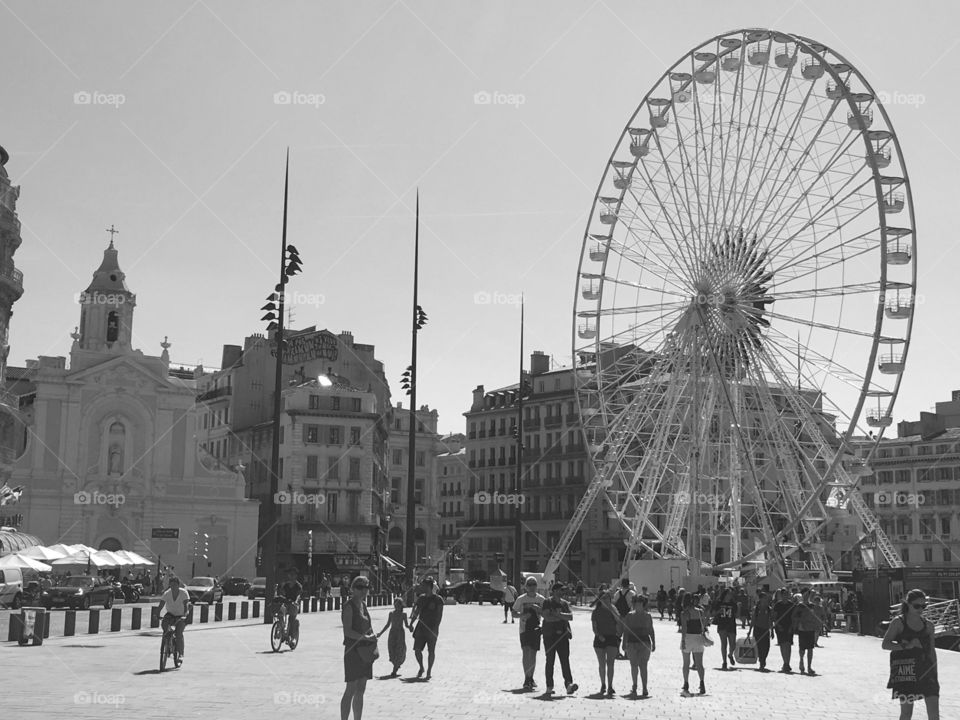 European city Ferris wheel