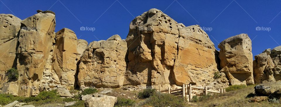 Panoramic view of sandstone wall