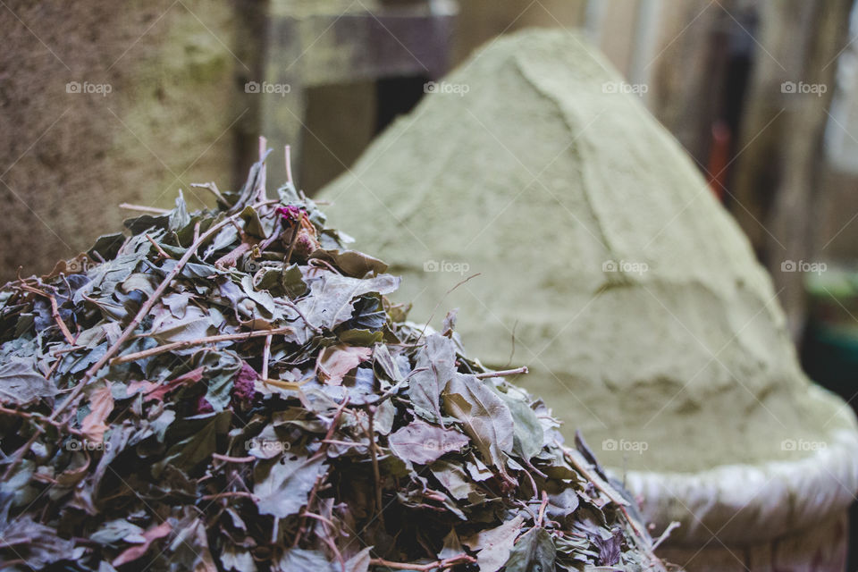 Spices being sold in the market.