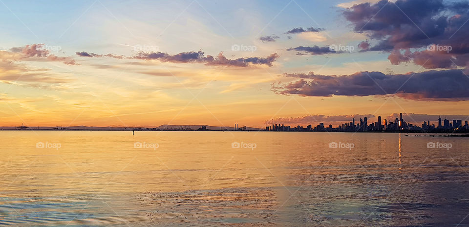 Brighton beach at sunset