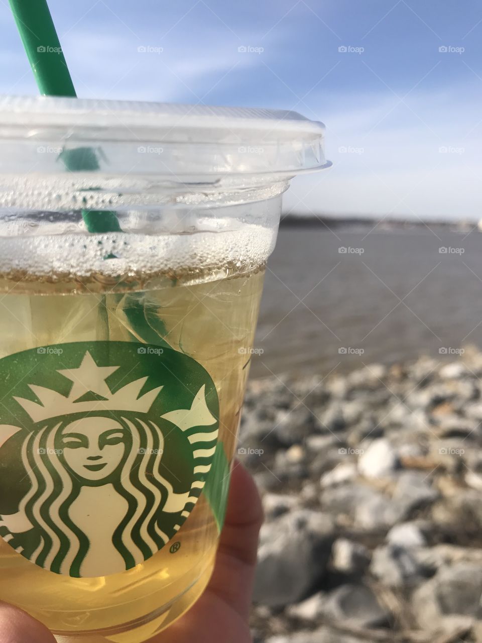 Relaxing with Starbucks green tea 