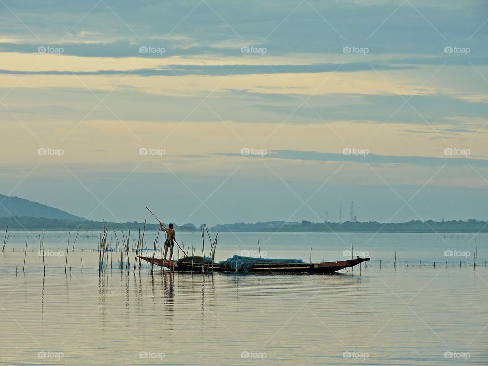 fishing in a lake