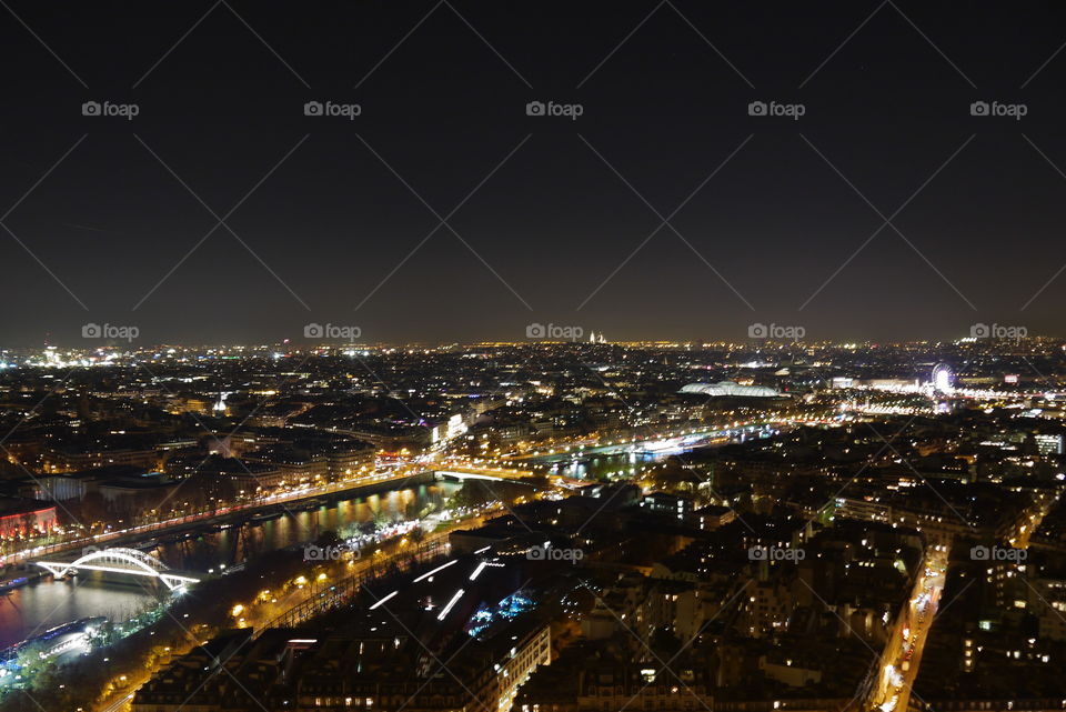 paris at night from the eiffle tower