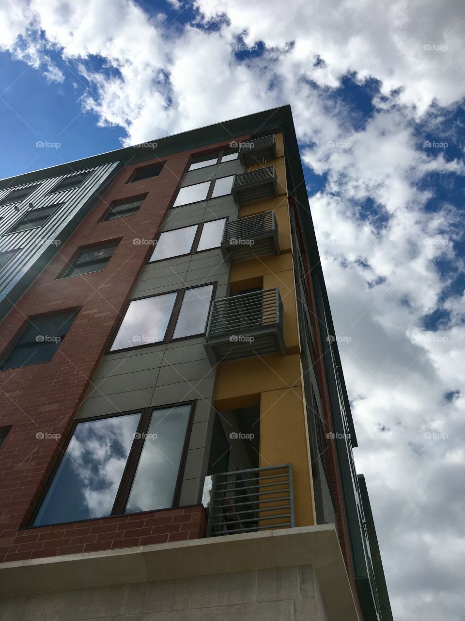 Looking up at a building