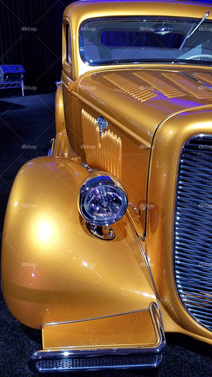 Golden paint Ford hotrod