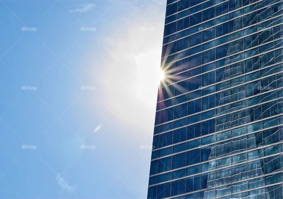Sunlight reflecting on glass building