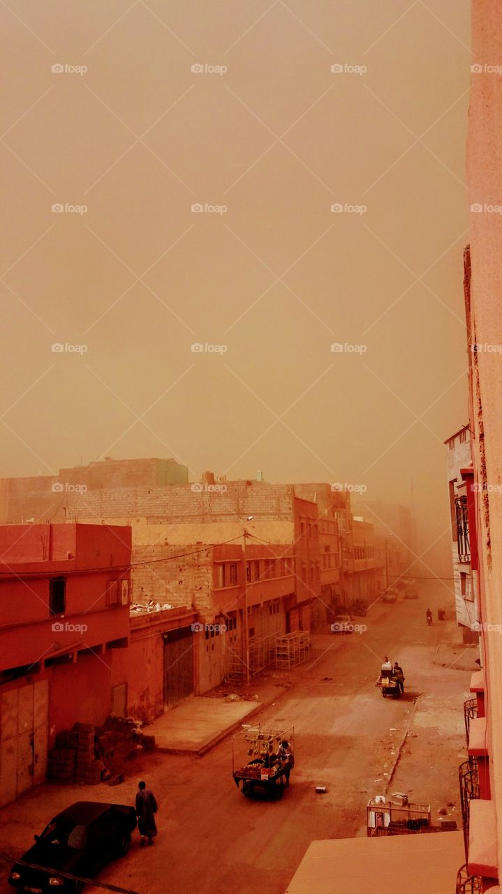 A storm of dust in Guelmim in Sahara,Morocco