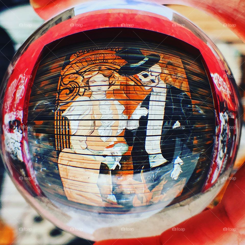 Mural through a lens ball 