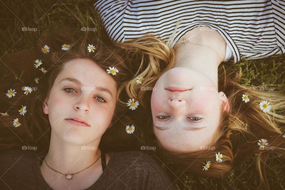 Beautiful close up of two girls