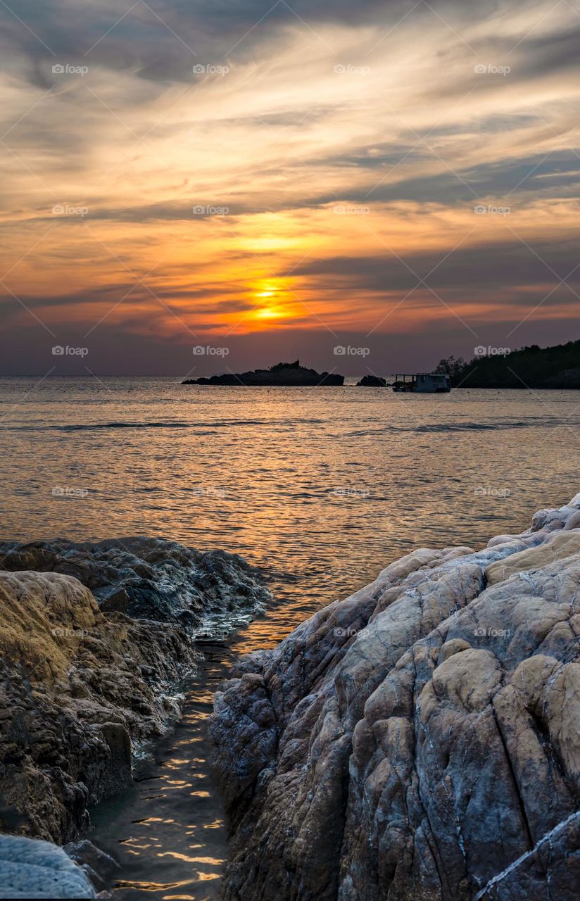 Beautiful sunset scene on Thailand beach