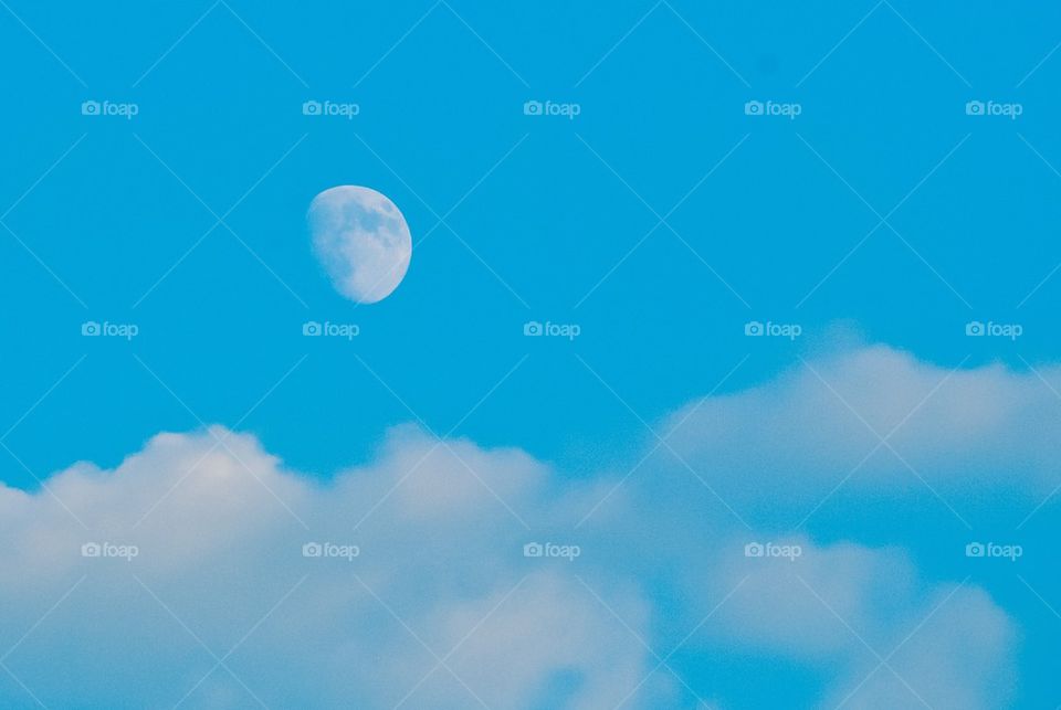 Moon in the daylight sky