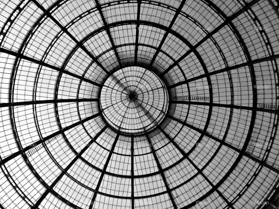 Black and White Architecture . Glass ceiling of dome