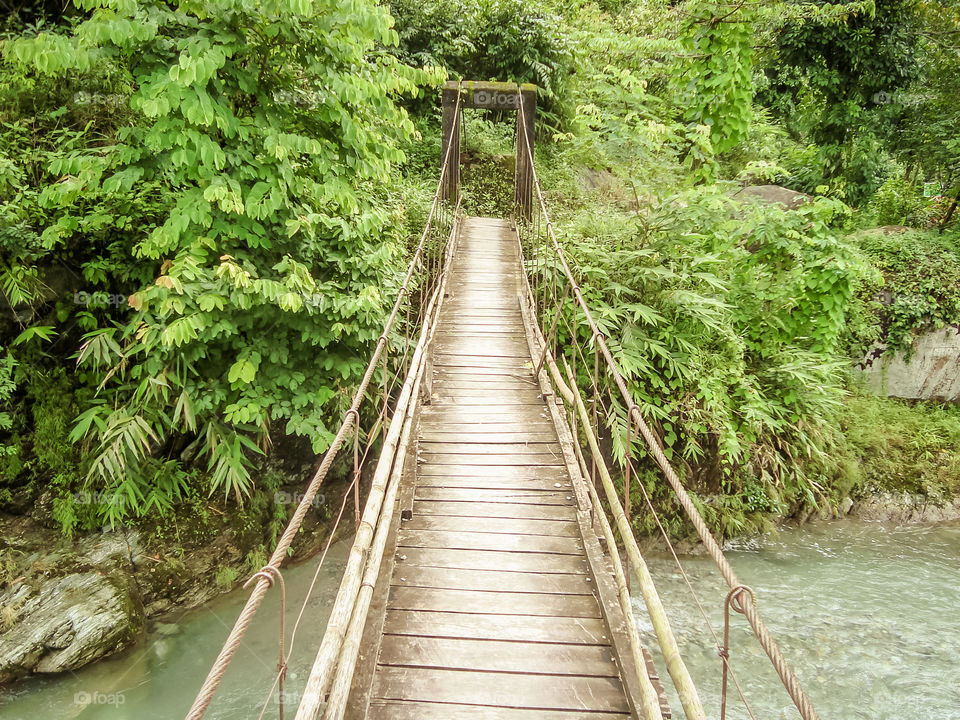 Suntalekhola (Samsing) bridge over Jhalong River, Kalimpong, India - Located near Neora Valley national park popular for tourist for nature walk, trekking, weekend activity and wilderness resorts.