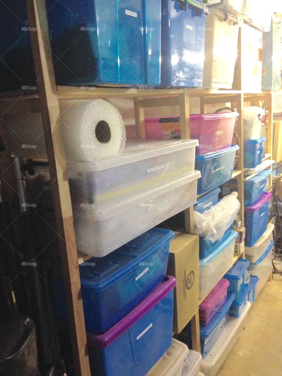 Garage shelving storage home organization boxes stacked