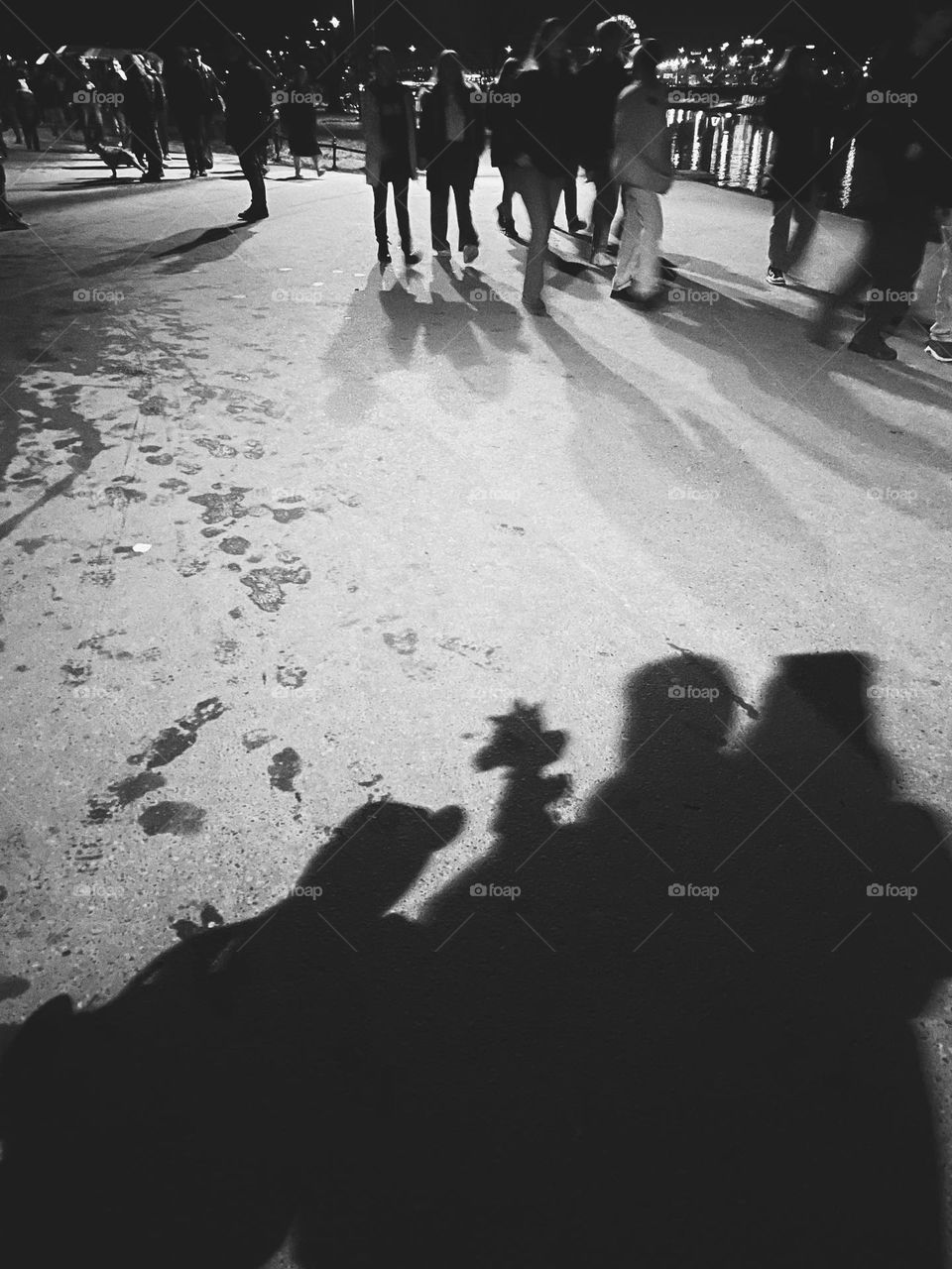 shadows of walking people
