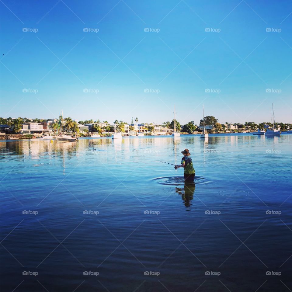 When you just love fishing in blue water with reflections 