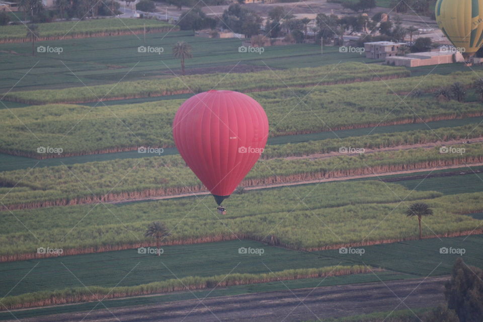 Hot air balloon in flight