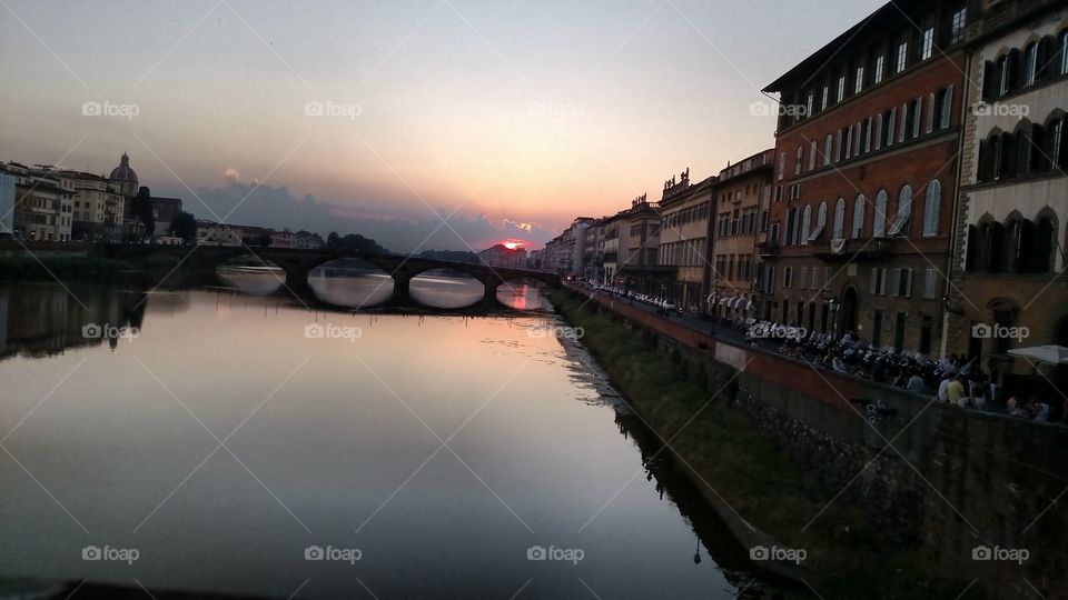 sunset from the bridge. taken while traveling in Florence
